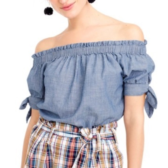 J. Crew Tops - J. Crew Chambray Off The Shoulder Blouse